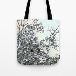 Three Foiled Crows in a Digital World Tote Bag