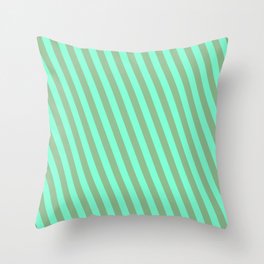 [ Thumbnail: Aquamarine & Dark Sea Green Colored Stripes Pattern Throw Pillow ]
