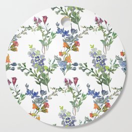 Hand Painted Watercolor Field Flowers Pattern | Pretty and Wild Cutting Board