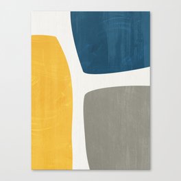 Yellow Blue Organic Shapes Modern Artwork Canvas Print