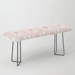 Cheerful Retro Daisy Floral Pattern in Pale Pastel Blush Pink Bench