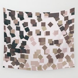 Modern Geometric Squares Taupe Brown Tan Wall Tapestry