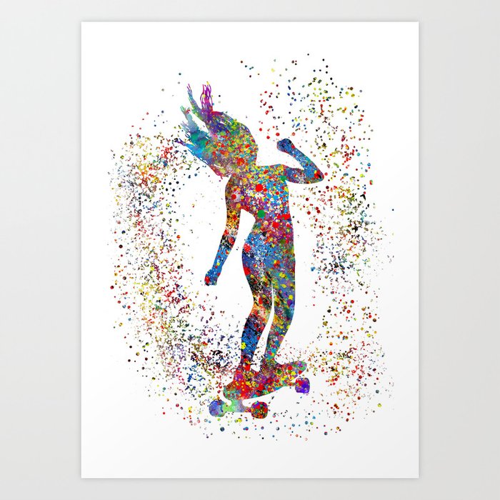 Skateboarding Skateboard Skater Girl Art Print By Rosaliartbook Society6