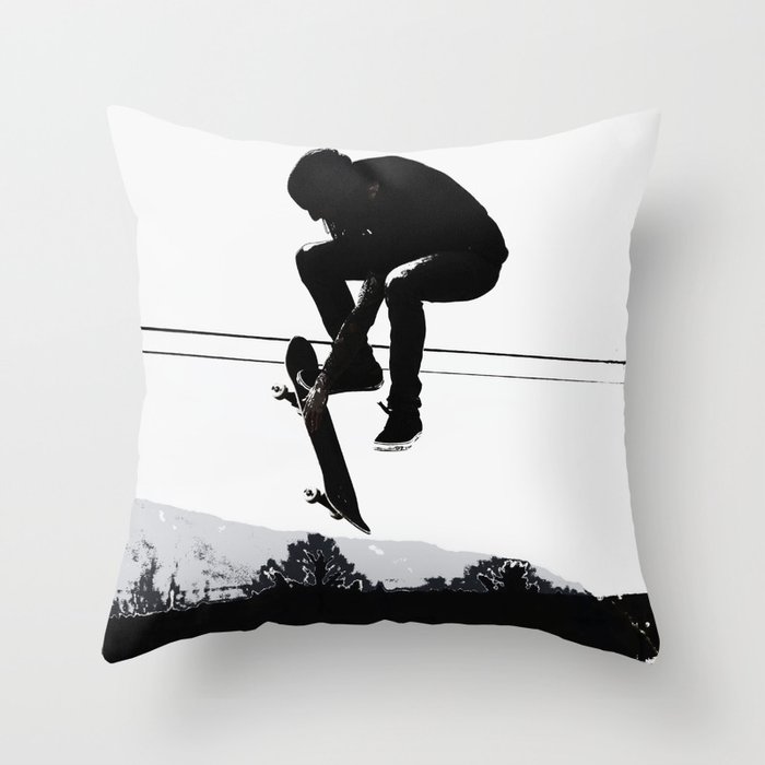 Flying High Skateboarder Throw Pillow