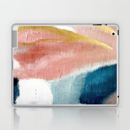 Exhale: a pretty, minimal, acrylic piece in pinks, blues, and gold Laptop Skin