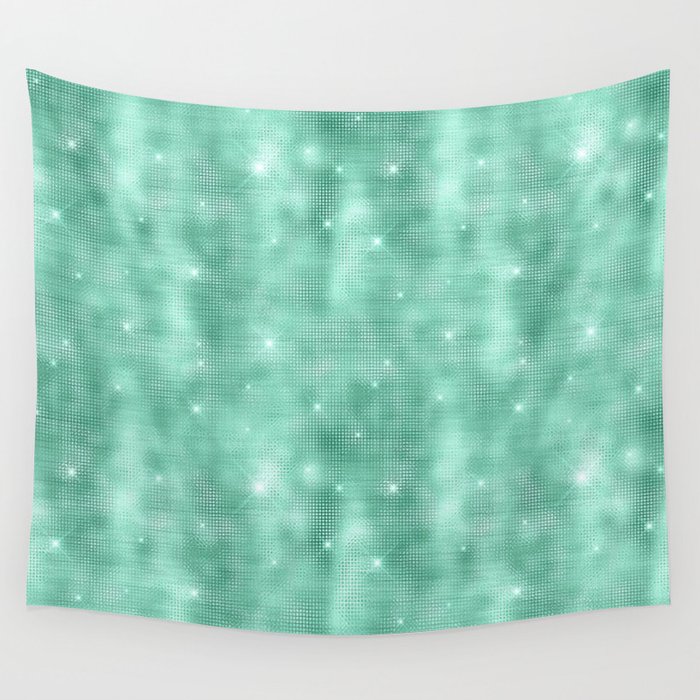 Glam Aqua Diamond Shimmer Glitter Wall Tapestry