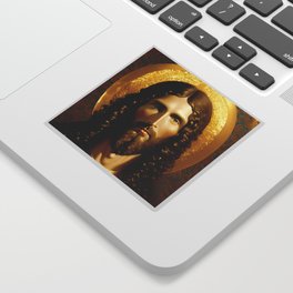Golden Jesus portrait - classic iconic depiction Sticker