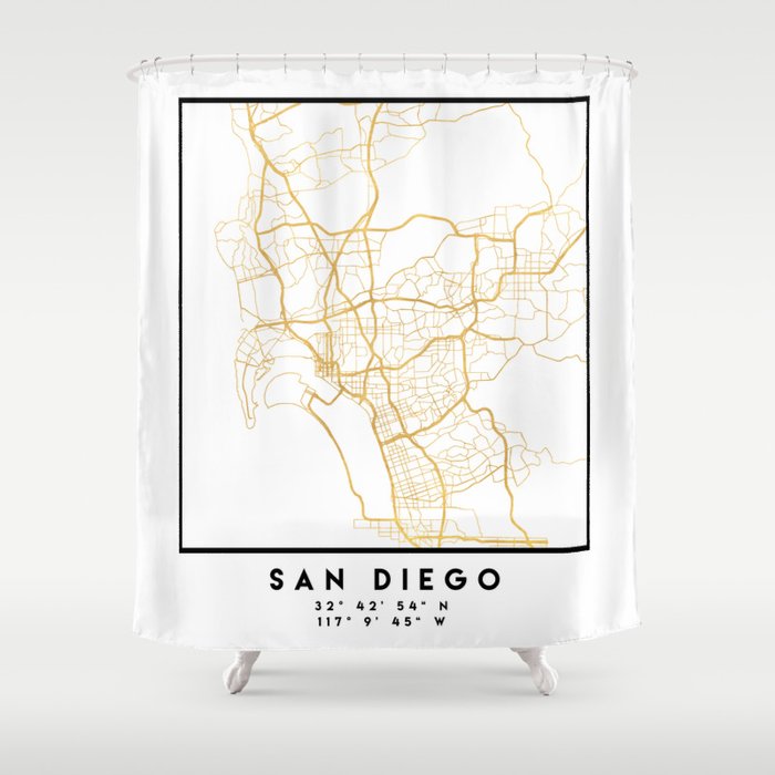 San Diego California City Street Map Art Shower Curtain By Deificus Society6 Art Shower Curtain By Deificus, Curtains San Diego