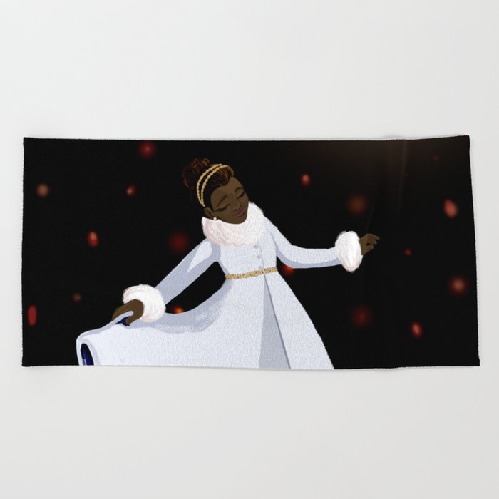 The Snow in the Moonlight Beach Towel