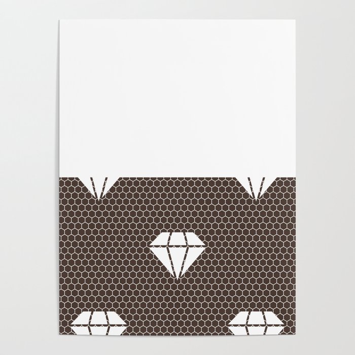 White Diamond Lace Horizontal Split on Dark Brown Poster