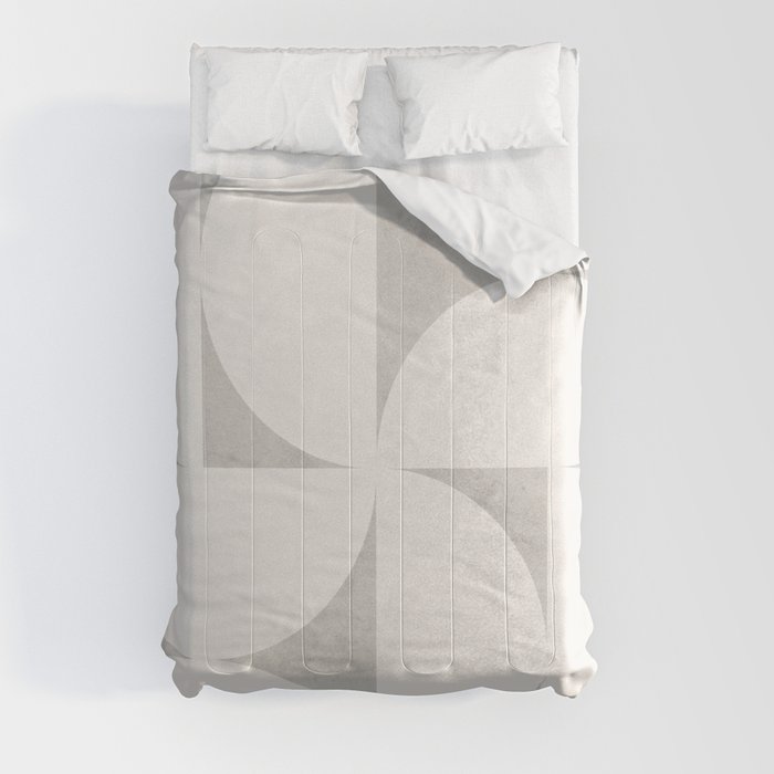 Scandinavian Contemporary Geometry - Square and Half Circles - Light Grey Comforter