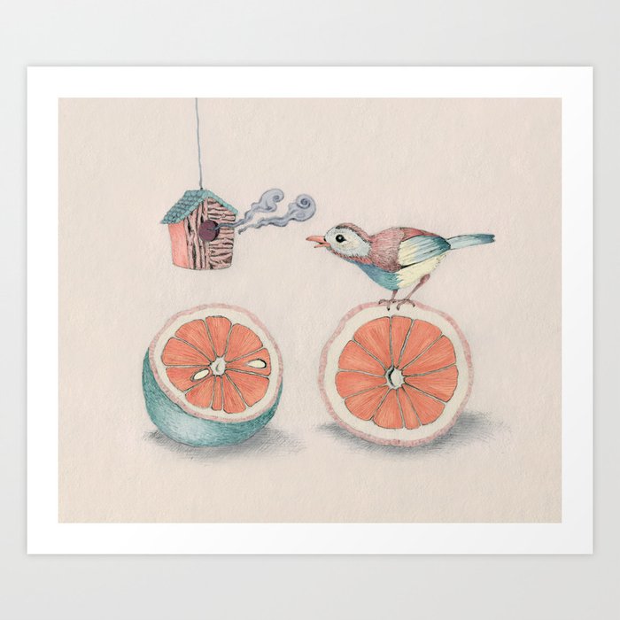 Citrus Bird Art Print