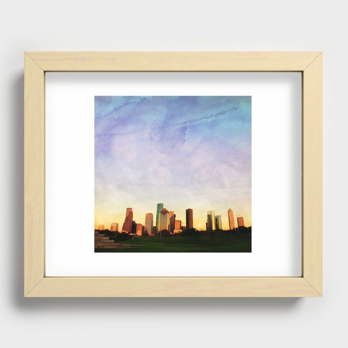 Houston Skyline Recessed Framed Print
