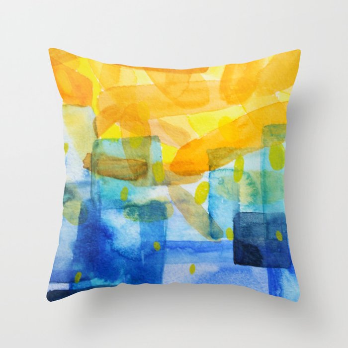 Sunburst Watercolor Throw Pillow