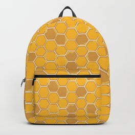 Geometric Golden Honeycomb Backpack | Digital, Bumblebee, Graphicdesign, Honeycomb, Queenbee, Bee, Honeypot, Pattern, Honey, Honeybee 