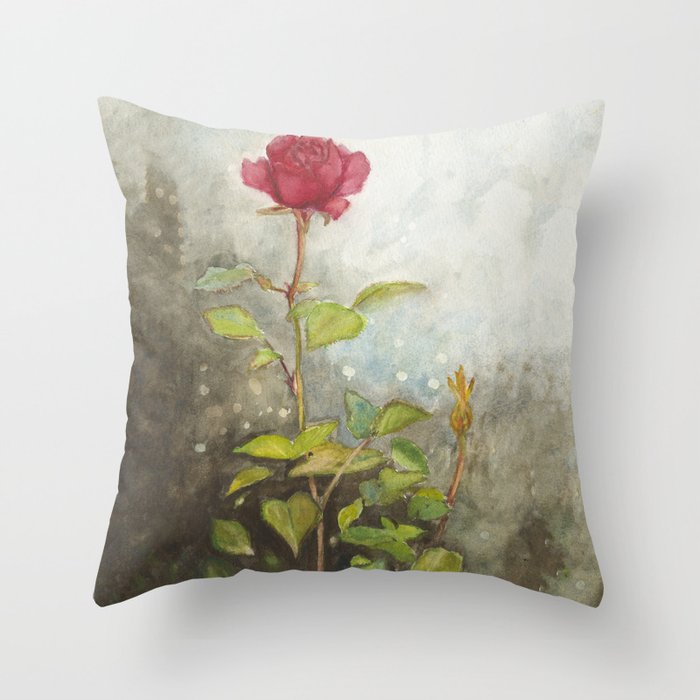 Rose Throw Pillow by Linda Grace Water Colors | Society6