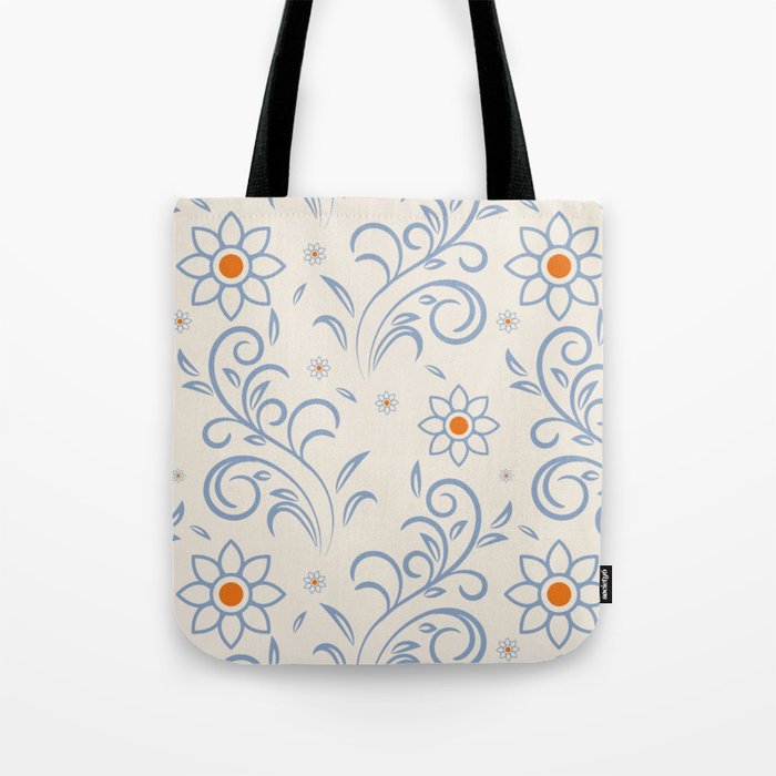 Minimal Flower Pattern_Eggshell Tote Bag