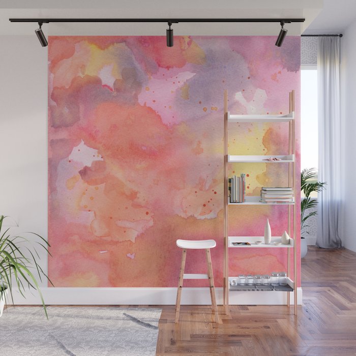 Sunset Color Palette Abstract Watercolor Painting Wall Mural