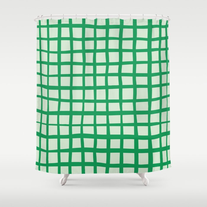 GRID 01: SAGE GREEN Shower Curtain