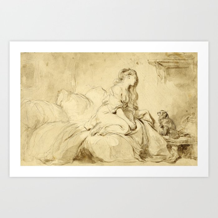 Jean-Honoré Fragonard "Oh! If Only He Were as Faithful to Me" Art Print