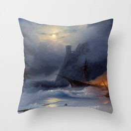 Tempest, 1855 by Ivan Aivazovsky Throw Pillow