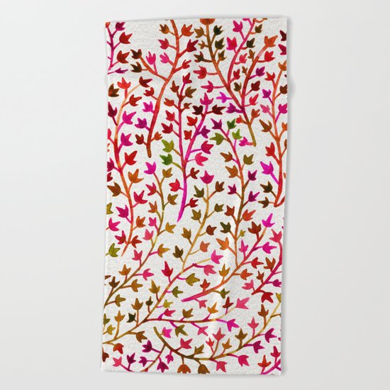 Pink Ivy Beach Towel