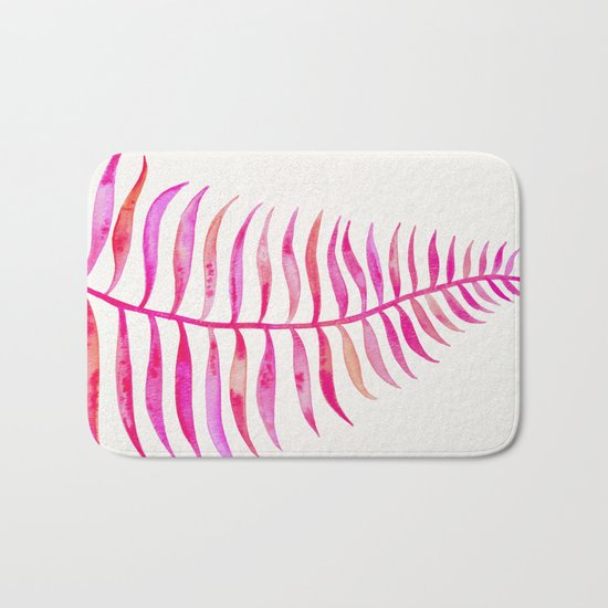 Pink Palm Leaf Bath Mat