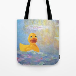 CONFUSED MONET, WATER LILLIES & RUBBER DUCK Tote Bag