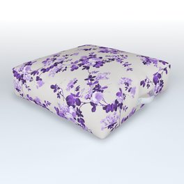 Vintage ivory lavender purple elegant roses floral Outdoor Floor Cushion