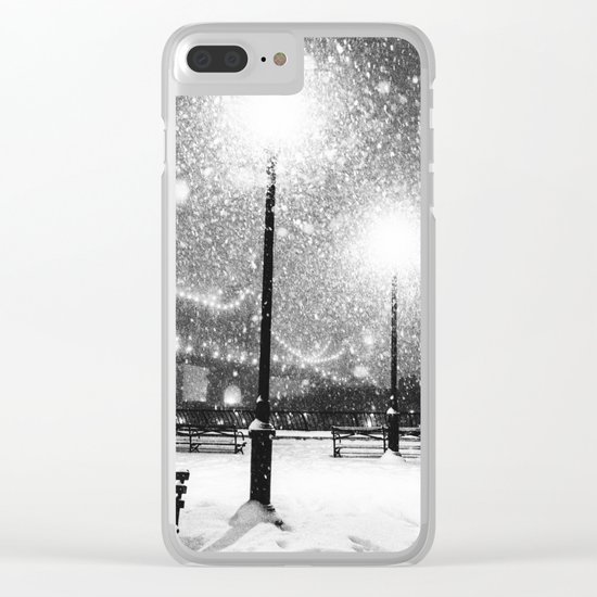 New York City Night Snow Clear iPhone Case