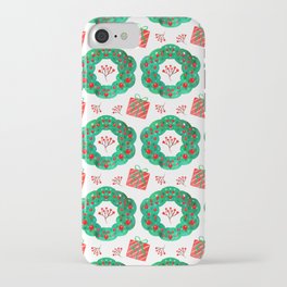 Christmas Pattern Watercolor Wreath Gifts Floral iPhone Case