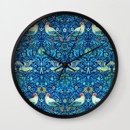 Vintage William Morris Birds Blue Floral Wall Clock