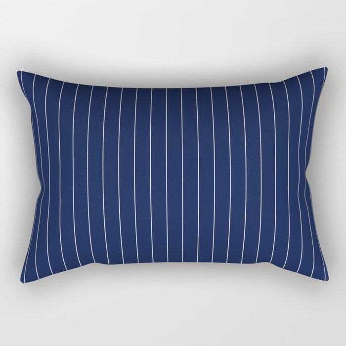Navy Blue Pinstripes Lines Stripes Minimalist Stripe Line Drawing Rectangular Pillow