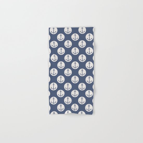 Blue Nautical Ships Anchor Hand & Bath Towel