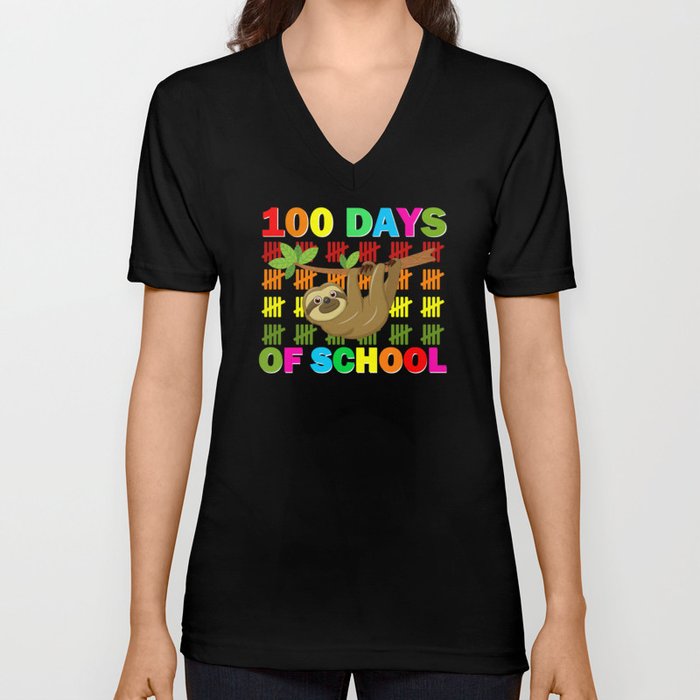 100 Days Of School Teacher And Student TShirt V Neck T Shirt