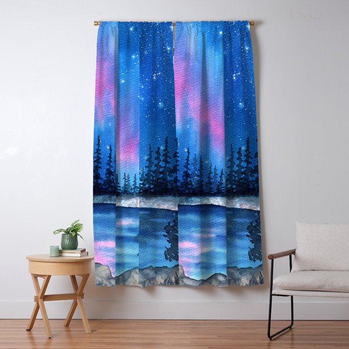 Lavender Lights Aurora Borealis Watercolor Painting Blackout