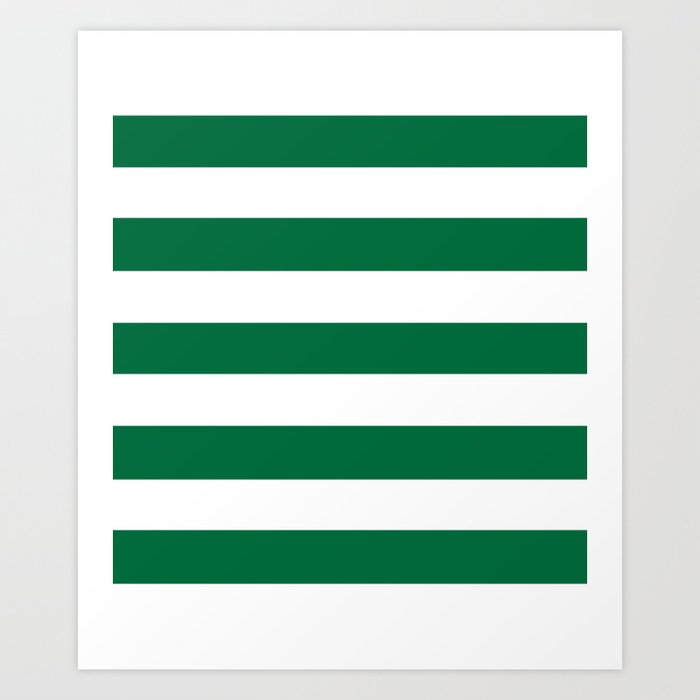 Cadmium green - solid color - white stripes pattern Art Print