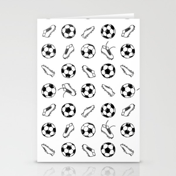 Soccer balls and boots doodle pattern. Digital Illustration Background Stationery Cards