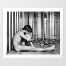 Sexy naked man photographed in a industrial container #9173 Art Print