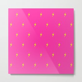 Lightning Bolt, Neon Pink Pattern Metal Print