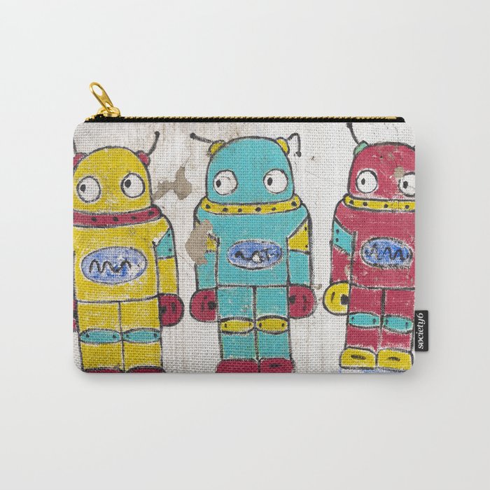 Cute retro martians - colorful streetart, in Lisbon, Portugal - spacemen travel photography Carry-All Pouch