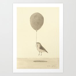 bird with a balloon Art Print