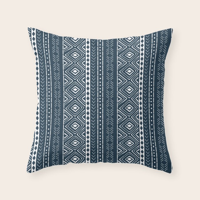 navy mudcloth pillow
