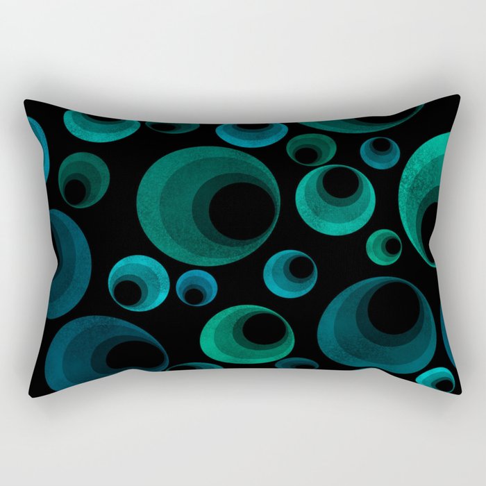 Teal & Green Abstract Circles Rectangular Pillow