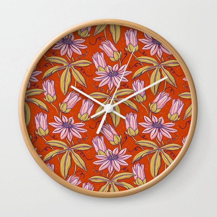 Tropical ,exotic ,flowers,Neutral summer pattern  Wall Clock
