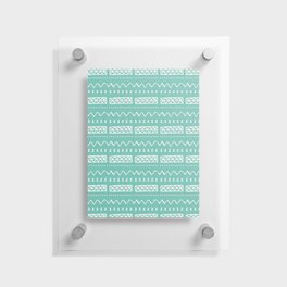 Zesty Zig Zag Bow Teal Blue and White Mud Cloth Pattern Floating Acrylic Print