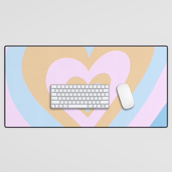 Love Power - Retro Blue, Pink, and Orange Desk Mat