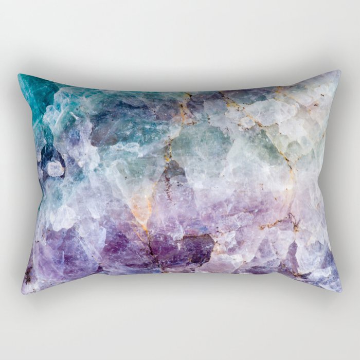 Turquoise Purple Quartz Crystal Rectangular Pillow By Thequarry