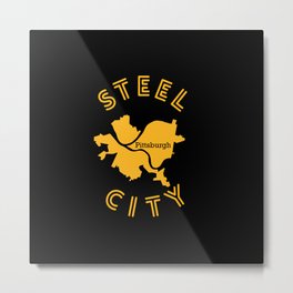 Pittsburgh Steel City Map Pennsylvania Metal Print