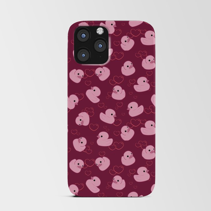 Pink toy duck with hearts iPhone Card Case